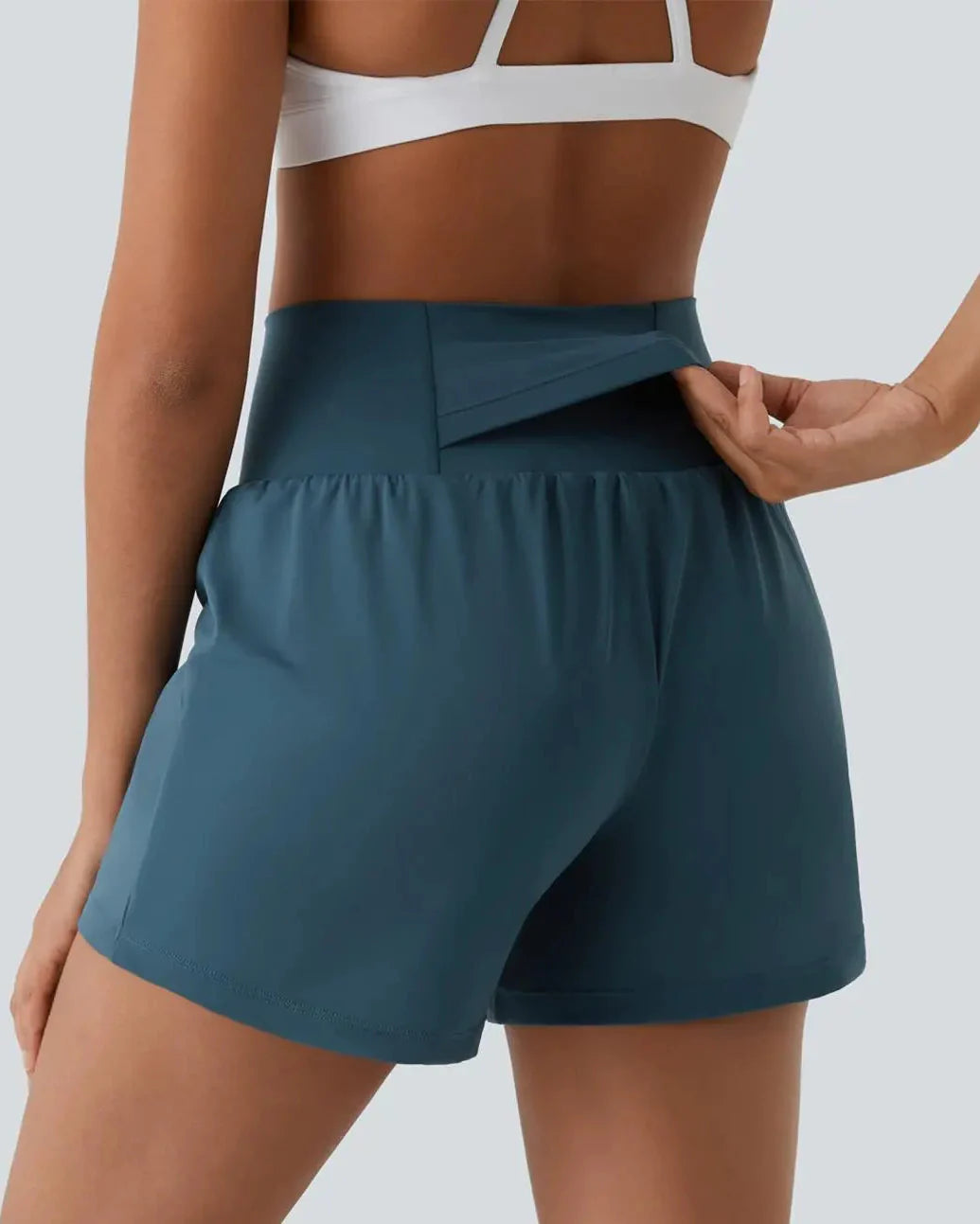 Super High Waisted Back Pocket & Side Hidden Pocket 2-in-1 Yoga Shorts