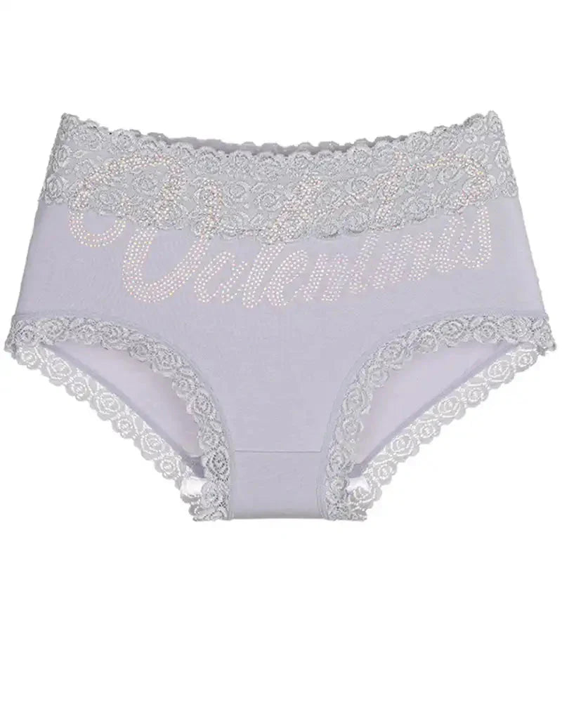 Rhinestone Lace High Waist Seamless Women's Panties