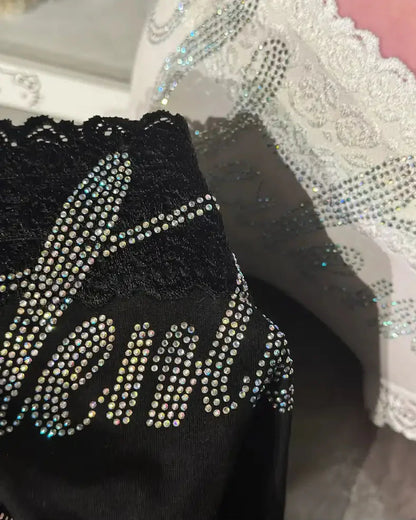 Rhinestone Lace High Waist Seamless Women's Panties