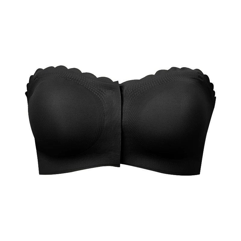 Wavy Trim Seamless Tube Top Bralette