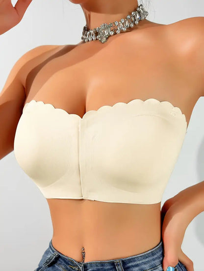Wavy Trim Seamless Tube Top Bralette