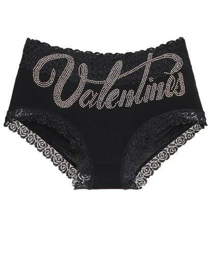 Rhinestone Lace High Waist Seamless Women's Panties