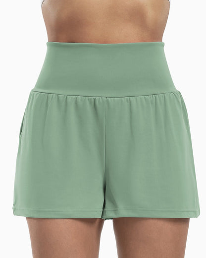 Super High Waisted Back Pocket & Side Hidden Pocket 2-in-1 Yoga Shorts