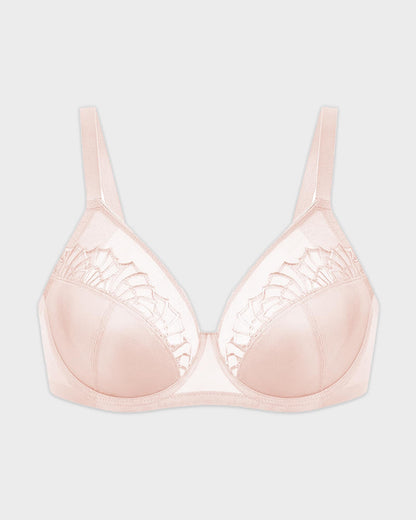 Plus-Size Pearl Shimmer Lace Minimizer Bra