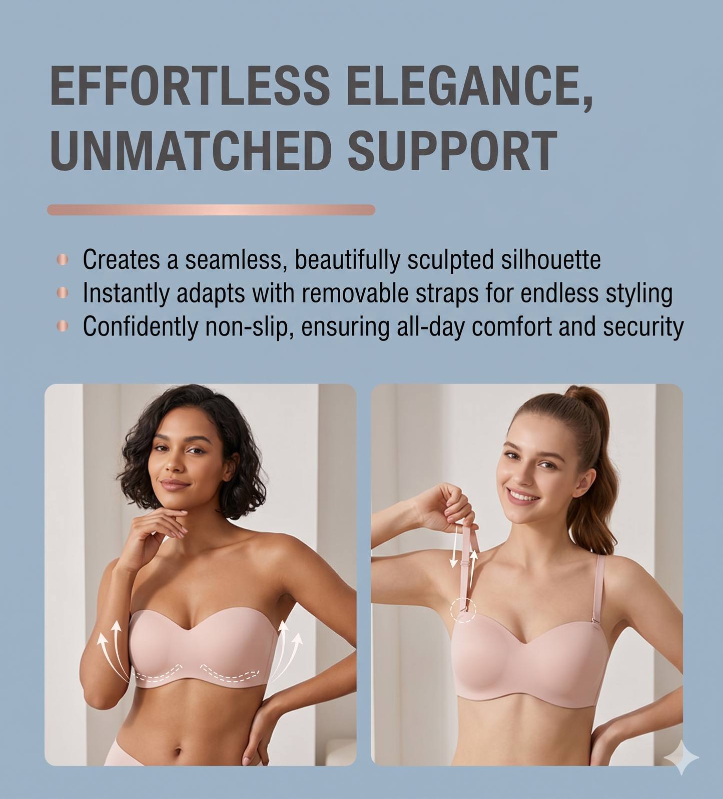 Full Support Non-Slip Convertible Bandeau Bra