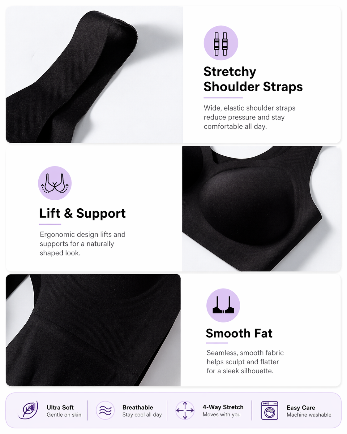 Lifting Wire-Free Antibacterial Jelly Bra